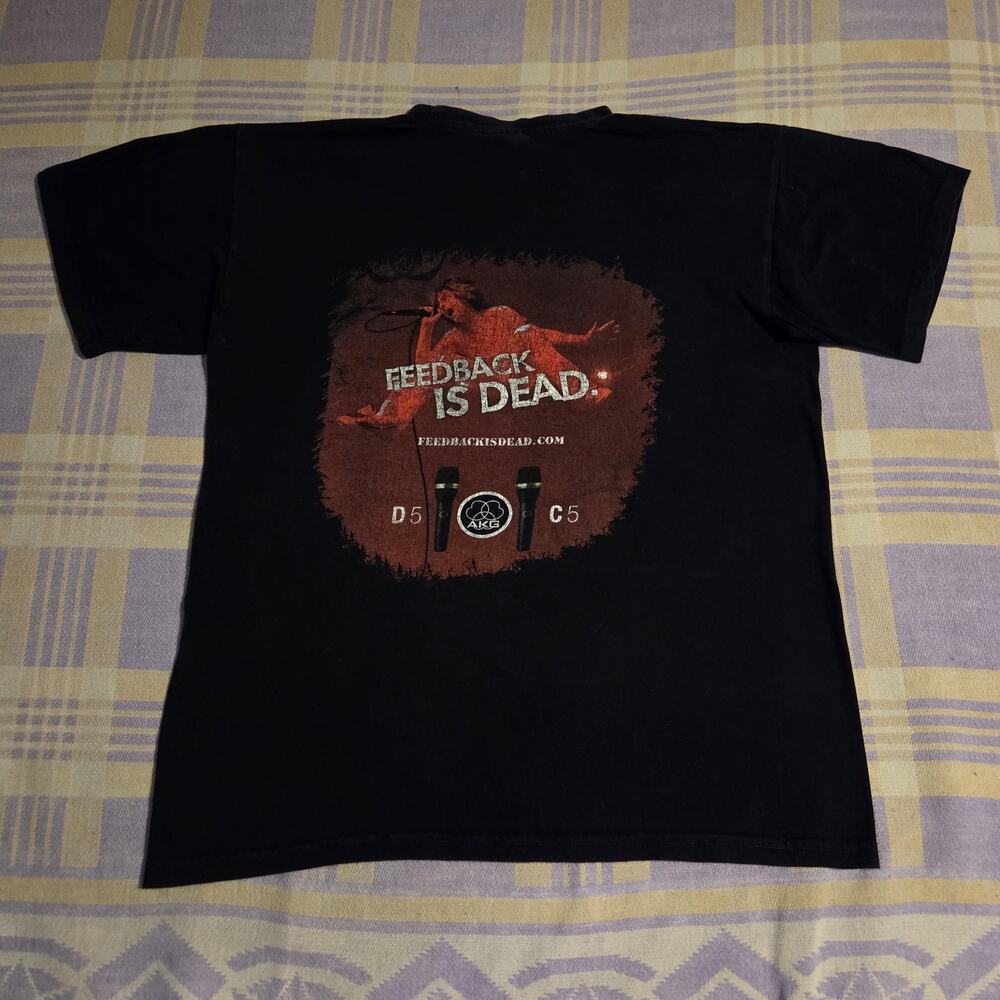 Vintage AKG Acoustics Audio Brand Promo Concert Microphone Speakers T Shirt Dead